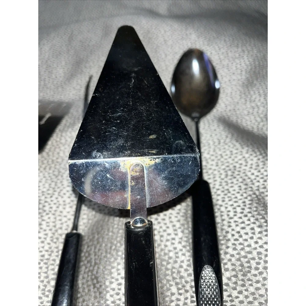 Set Of 4 Vintage Ekco Utensils Keyhole Spatula Pie Knife Serving Spoon & Fork